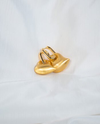 Σκουλαρίκια Κρίκοι με Χρυσή Καρδιά Περλέ