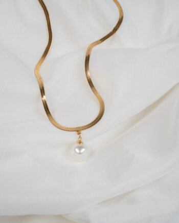 Κρεμαστό Χρυσό με Πέρλα και Αλυσίδα Φίδι