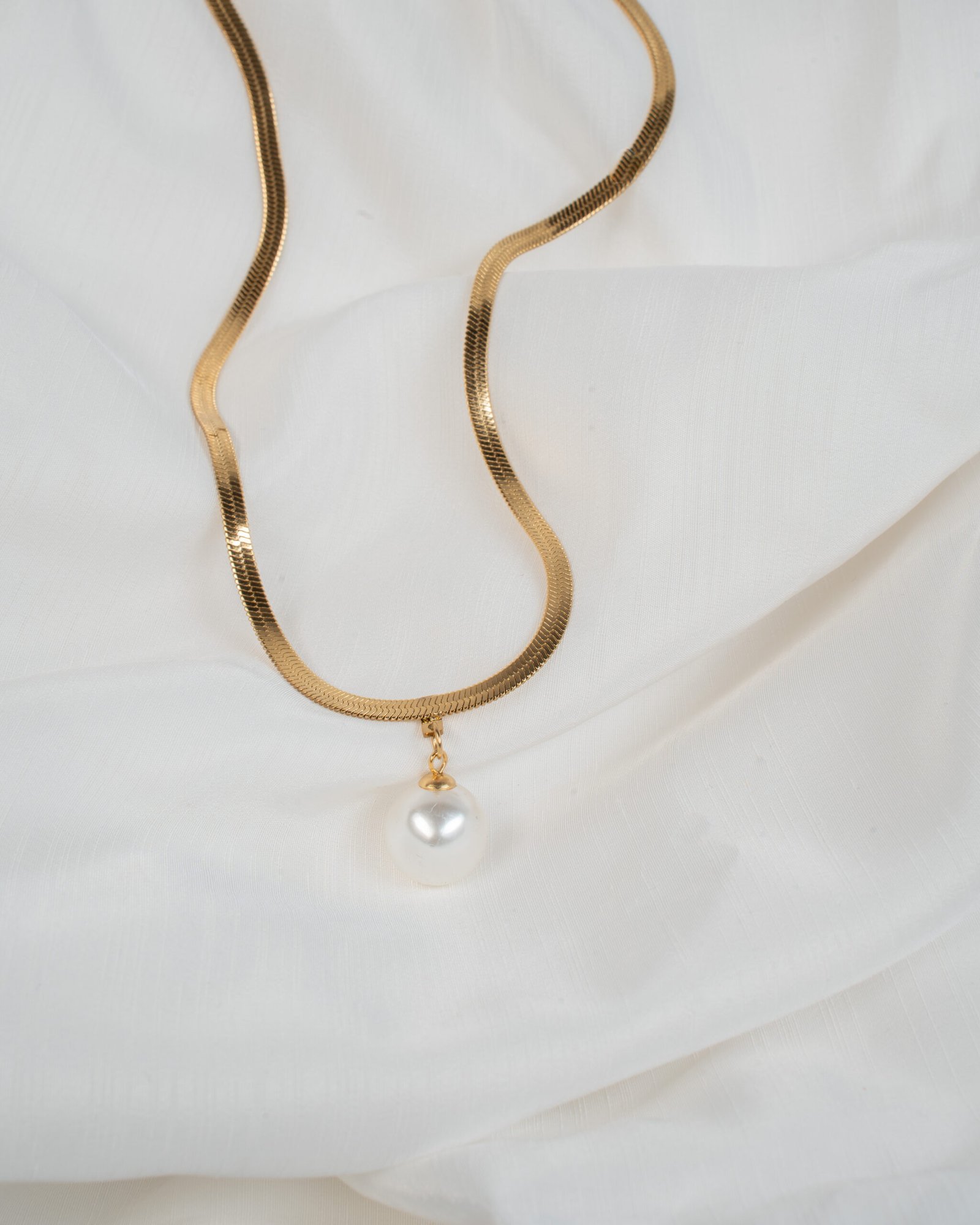 Κρεμαστό Χρυσό με Πέρλα και Αλυσίδα Φίδι