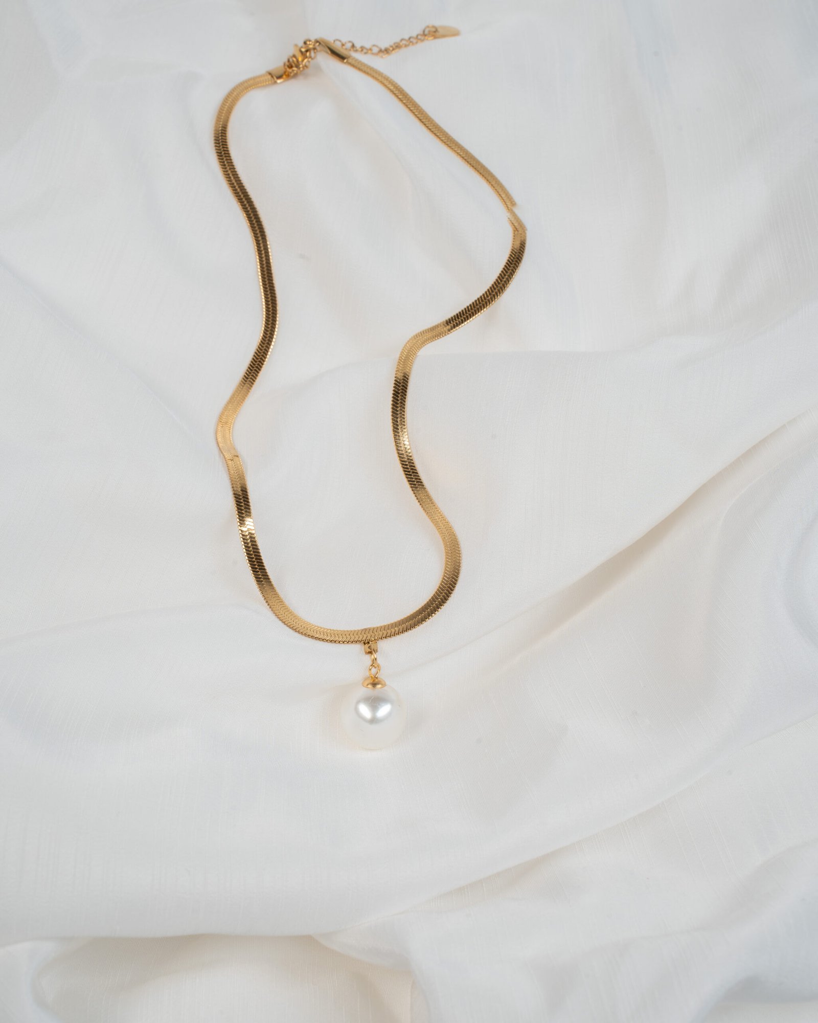 Κρεμαστό Χρυσό με Πέρλα και Αλυσίδα Φίδι